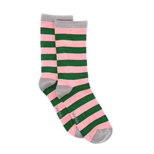 Pink & Green Stripe Bamboo Sock (seamless toe)