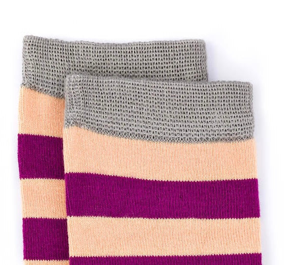 Soft Top - Bamboo Peach & Purple Stripe Seamless Sock