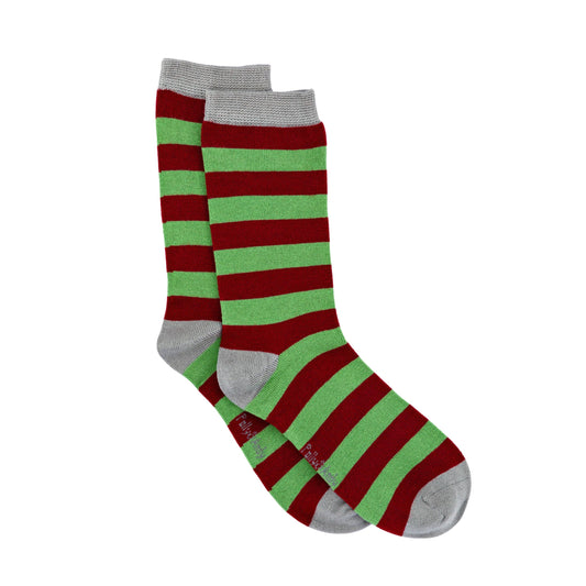 Soft Top - Bamboo Green & Wine Stripe Seamless Sock