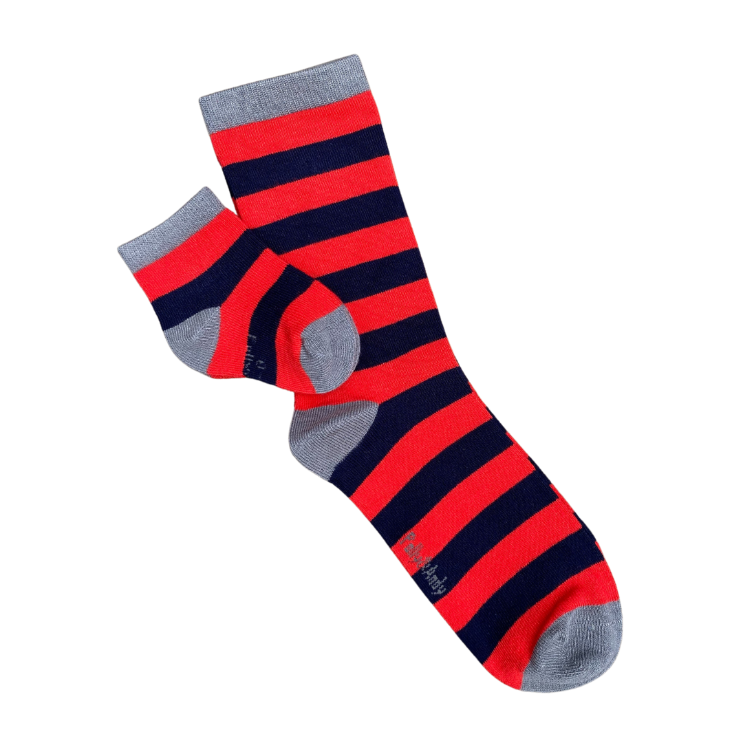 Red & Navy Stripe Bamboo Sock (seamless toe)
