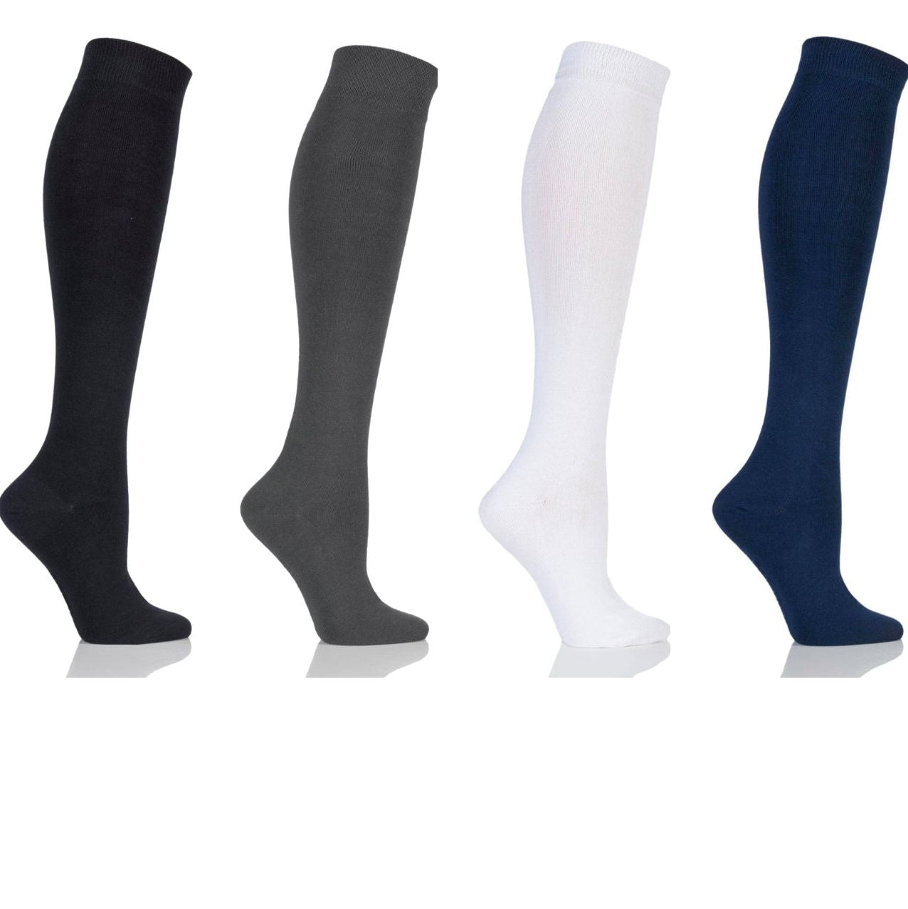 Knee High Plain Bamboo Socks with Comfort Cuff and Smooth Toe Seams