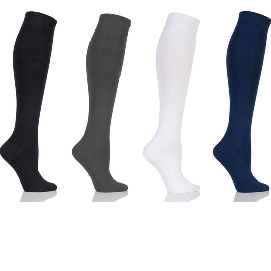 Knee High Plain Bamboo Socks with Comfort Cuff and Smooth Toe Seams